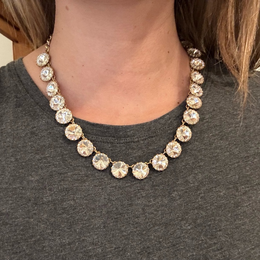 J. CREW Venus Flytrap Clear Crystal Statement Necklace